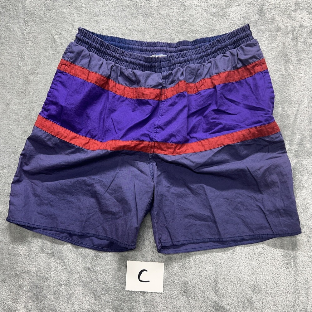 Vintage Esprit Swimming Trunks Faded Color Block Lined Nylon Shorts Baggies L